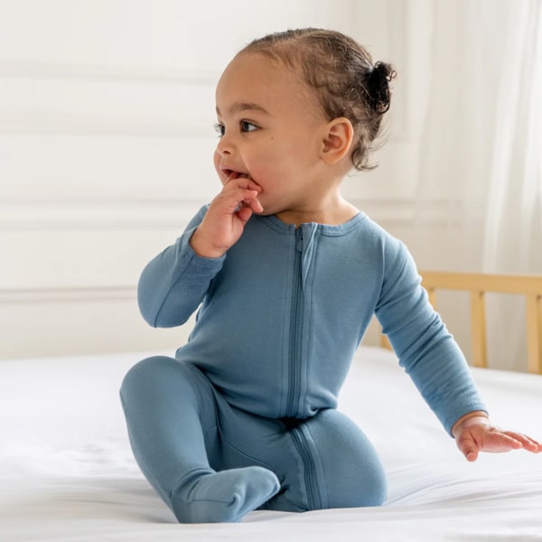 Baby Bamboo Pajamas w/ DreamCuffs® - Ocean Blue 3-6months