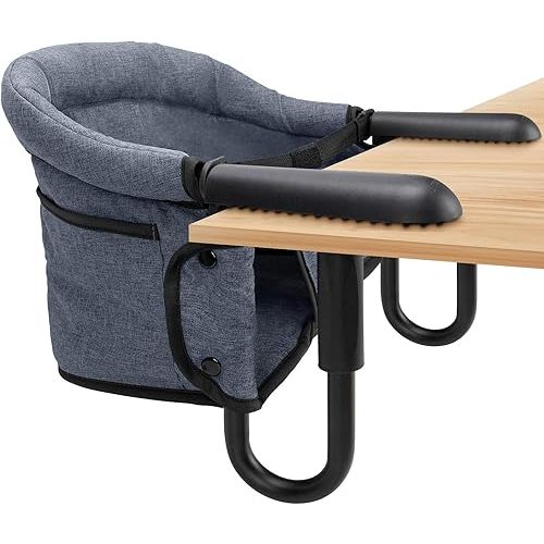 Hook On High Chair - Portable & Foldable for Babies 6-36 Months, Family & Travel Use with Carry Bag (Grey)