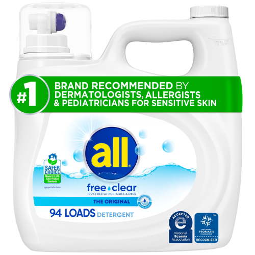 all, Free Clear Liquid Laundry Detergent, 118 oz, 94 Loads