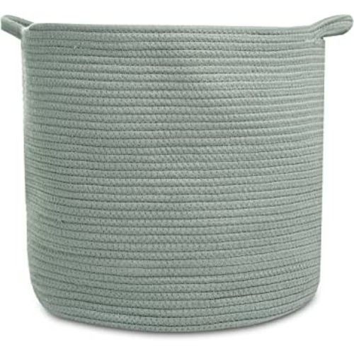 Natemia Rope Storage Basket- Nursery Bin and Toy Organizer (15”x15”x14”), Laundry Basket, Basket for Towels, Pillows and Blankets