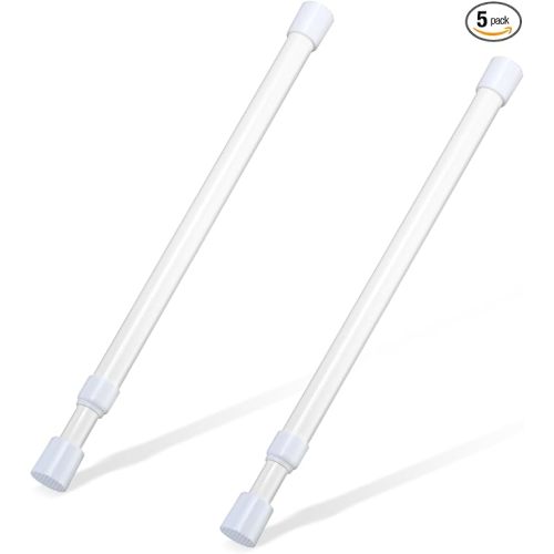 2 Pcs Small Tension Rod 12-20 inch Spring Rod, Tension Rod Spring Tension Rod, Small Tension Curtain Rod, Short Thin Tension Rods, Mini Tension Rods for Closet, Cabinets, Cupboard, Drawers, White