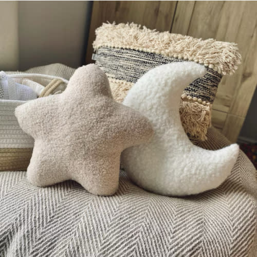 Moon Star Cloud Pillows – Bouclé Nursery Decor | Handmade Baby Room, Kids Room or Playroom Decoration | Baby Shower Gift Idea