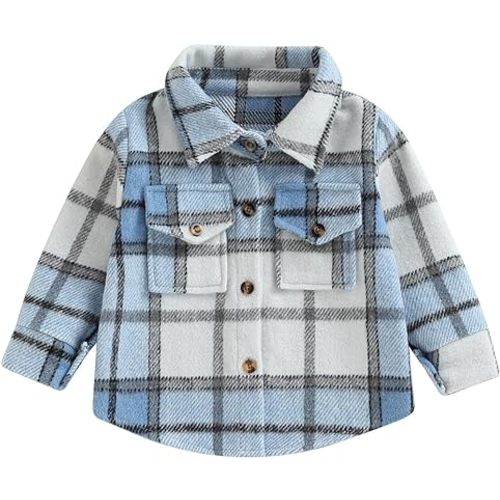 MERSARIPHY Baby Boy Flannel Shirt Toddler Plaid Shirt Baby Button Down Jacket Coat Infant Fall Outfits