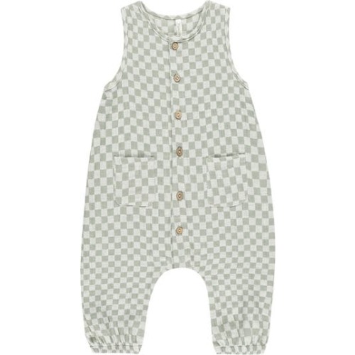 Check Print Cotton & Linen Romper, 0-3M