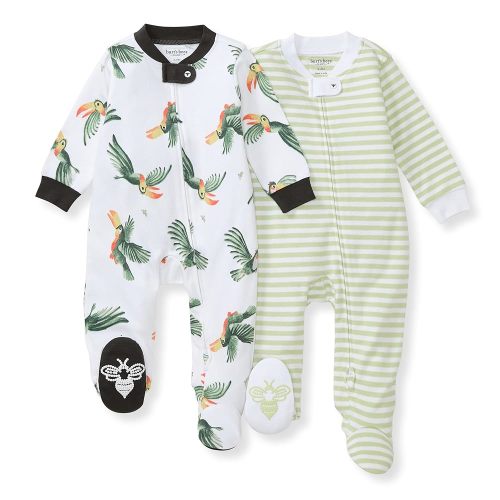 Burt's Bees Baby Boys' Organic Cotton Loose Fit Sleep and Play One-Piece Zip Front Footed Pajamas