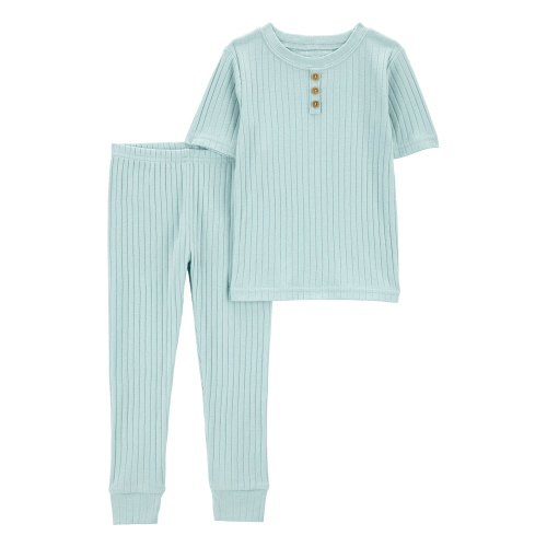 Baby Ribbed Cotton Blend 2-Piece Pajamas - Teal - Carter's | Carter's