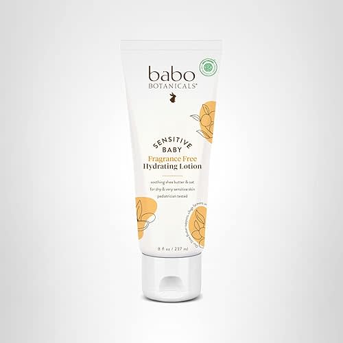 BABO Botanicals Sensitive Baby Fragrance-Free Daily Hydrating Baby Lotion - Shea Butter & Jojoba Oil - for Body & face - for Babies, Kids & Adults with Sensitive Skin - EWG Verified - Vegan
