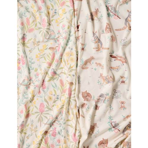 White Bush Babies Stretch Wrap - Baby Swaddles - Purebaby - Purebaby