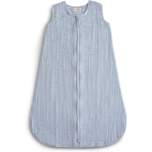 mushie Baby Wearable Blanket | 100% Organic Cotton Muslin | Sleeping Bag for Infants (Baby Blue)