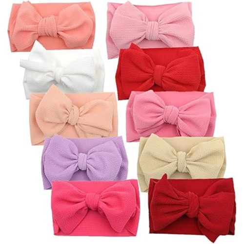 KIDOCHEESE Big Bows Baby Girl Headbands with Bows Elastics Nylon Hairbands Oversized Head Wraps Large Hair Bow Hair Accessories for Baby Girls Newborn Infant Toddlers Kids