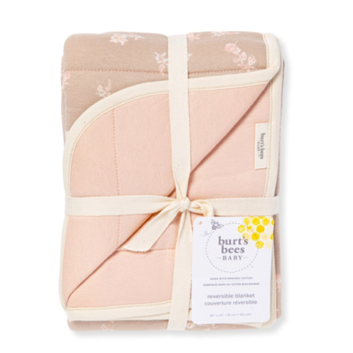 Whimsical Floral Organic Cotton Reversible Baby Blanket