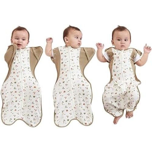 Transition Swaddle Sleep Sack, 3-6 Months, 12-18 lb, Arms In/Out, 2-Way Zipper, Moisture-Wicking Fabric, Improves Sleep, Snug Fit, Helps Calm Startle Reflex (Bear and the Forest)