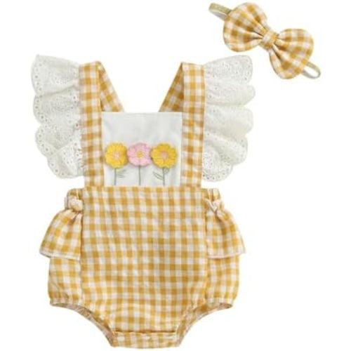 YINGISFITM Newborn Baby Girl Clothes Sleeveless Onesie Floral Print Bubble Romper Infant Jumpsuit Summer Cute Clothes