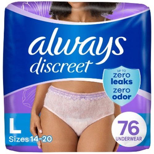 Always Discreet Incontinence Underwear Women's - Maximum Protection - Large - 76ct