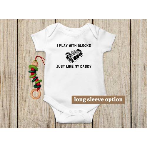 Mechanic Blocks Baby Bodysuit, Daddy Mechanic, Future Blockhead, Funny Baby Clothes, Cute Baby Outfit, Baby Announcement, Baby Mechanic Tee