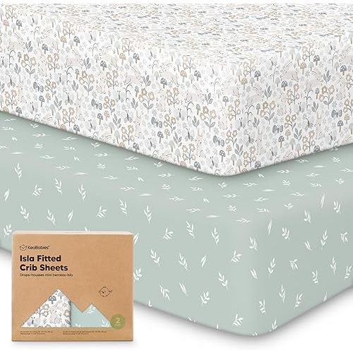 2-Pack Crib Sheets for Boys, Girls - Viscose Derived from Bamboo Fitted Crib Sheet, Baby Crib Sheets Neutral, Crib Mattress Sheet, Toddler Bed Sheets, Baby Sheets for Crib Fitted Sheets (Prairie)