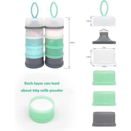 Baby Formula Dispenser, Formula Container, Portable Milk Powder Dispenser Container, Baby Feeding Travel Storage Container, Non-Spill Stackable Baby Snack Storage Container, BPA Free, 2 Packs - Grey & Orange