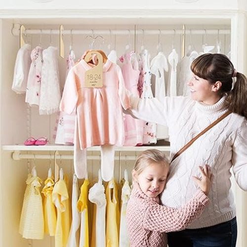 Beautiful Wooden Baby Closet Dividers - Double-Sided Organizer for Newborn to 24 Months Size Clothes - Adorable Nursery Decor Hanger Dividers Easily Organize Your Little Baby Girls or Boys Room