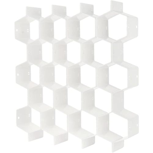 Poeland Drawer Divider Organizer Adjustable DIY Grid Honeycomb Drawer Divider for Underwear Belt Scarf Socks White