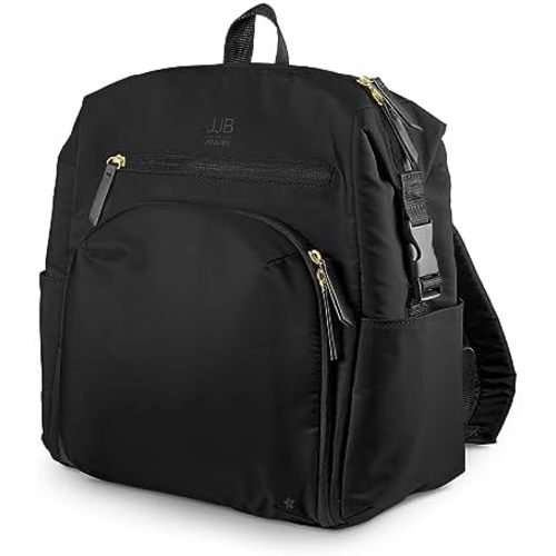 JuJuBe Modern Diaper Bag Backpack with Portable Changing Pad, Stroller Straps, Large Travel Backpack for Boy or Girl, Carrying Baby Bottles, Wipes, Diapers, Pacifiers, Black, Mother's Day Gift