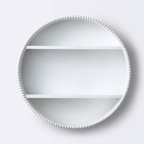 Round Decorative Wall Shelf With Beading - White - Cloud Island™