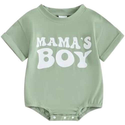 Newborn Infant Baby Boy Summer Outfit Mamas Boy Baby Clothes Boy Oversized Romper Shirts Short Sleeve Onesie