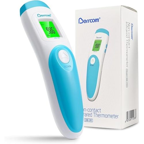 Berrcom Non Contact Forehead Thermometer Digital 3 in 1 Contactless Infrared Thermometer for Babies Adults Objects and Space Instant Measuring Time Memory Function