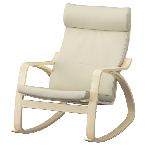 POÄNG Rocking chair - birch/Glose off-white