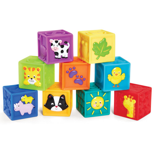 Kidoozie Squeak 'n Stack Blocks for Infants and Toddlers, Multicolor, 6-24 Months