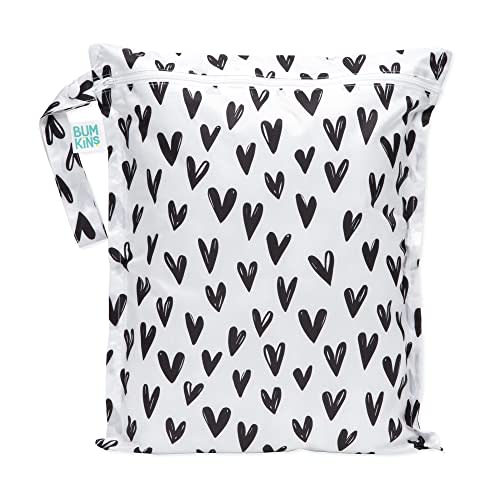 Bumkins Waterproof Wet Dry Clutch Bag for Baby, Travel, Swim Suit, Cloth Diapers, Pump Parts, Pool, Gym Clothes, Toiletry, Hook to Stroller, Daycare, Packing Pouch, Diaper Bag, Zip Reusable, Black