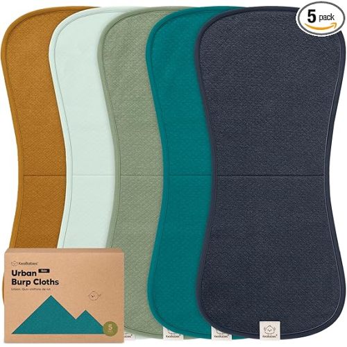 KeaBabies 5-Pack Organic Burp Cloths Baby Girl, Boy - Extra Large, Absorbent Baby Burp Cloths, Soft Burping Cloths for Babies, Newborn Burp Clothes, Cotton Burp Rags, Thick Burp Cloth (Eclipse/Quin)