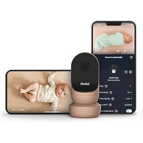 Owlet Cam 2 - Smart Baby Monitor Camera - Stream Secure HD Video and Audio with Night Vision, 4X Zoom, Wide Angle View and Sound, Motion and Cry Notifications - Dusty Rose