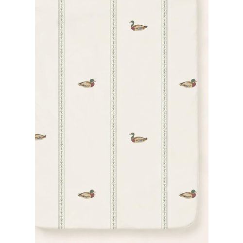 Oilo Mallard Duck Crib Sheet, Fitted Organic Cotton Jersey, 300 Thread Count, Breathable, Machine Washable, Fits Standard Crib & Toddler Bed (28" x 52" x 9"), Mallard Nursery Bedding