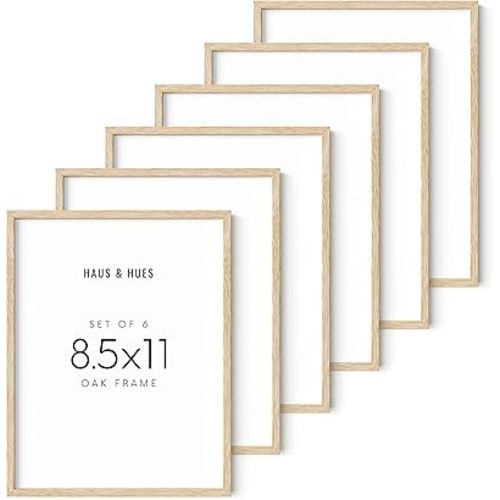 HAUS AND HUES Set of 6 Certificate Frames 8.5 X 11 - diploma frame 8.5 x 11 frame 8.5 x 11 picture frame wood, 8.5x11 picture frame wood frame 8.5 x 11, wood picture frames 8.5 x 11 (Beige Oak Frame)