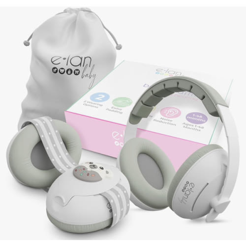 2-in-1 Baby Ear Muffs - Noise Protection Baby Headphones for Noise & Plane Travel - 2 Headbands - Baby Ear Protection - Baby Noise Canceling Headphones for Infant & Toddler, Age 1-48 Months