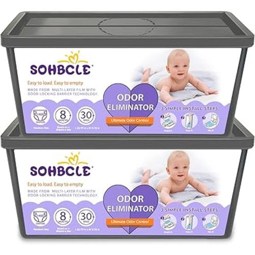 Refills Compatible with Genie Easy Roll Signature Diaper Pail and Platinum Diaper Pail, 60 Bags Hold up to 2800 Newborn Diapers, Extra Thickness Powerful Odor Eliminate, Fresh Fragrance Easy to Use
