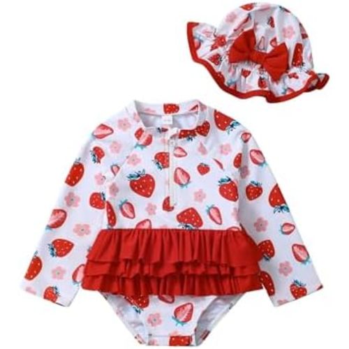 Baby Girl Swimsuit Toddler One Piece Bathing Suit Long Sleeve Newborn Girls Swimwear Sunsuit Baby Swim Suit