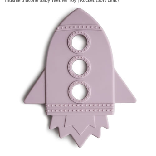 mushie Silicone Baby Teether Toy | Rocket (Soft Lilac)