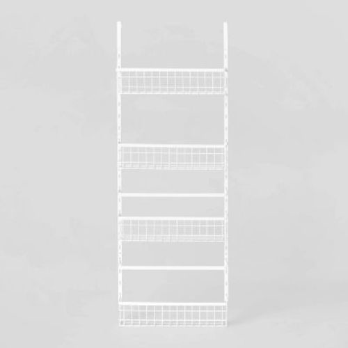 4 Tier Over-the-door Storage Rack - Brightroom™: Adjustable Shelves, White Steel, Over Door Organizer, 4 Baskets