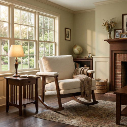 George Oliver Teddy Fabric Rocking Chair,Comfy Glider Chair for Bedroom, Living Room & Sunroom, Supports 300 lbs | Wayfair