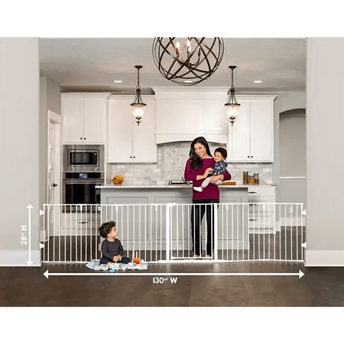 Regalo 130-Inch Super Wide Adjustable Baby Gate and Play Yard, 2-in-1, Bonus Kit, Includes 4 Pack of Wall Mounts(Pack of 1)