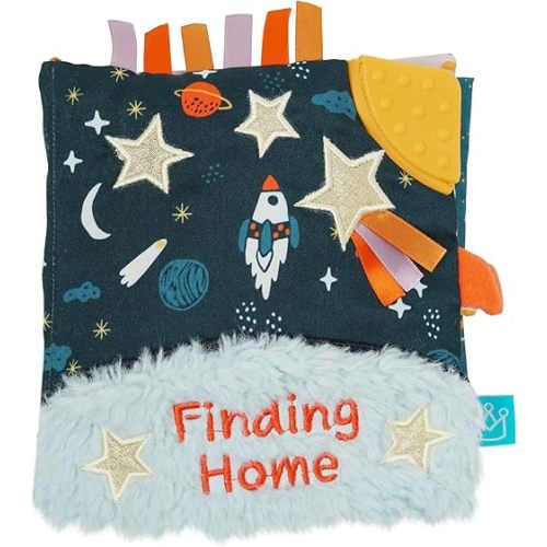 Manhattan Toy Little Rocket Finds Home Soft Activity Crinkle Book for Baby & Toddler with Tethered Characters Small