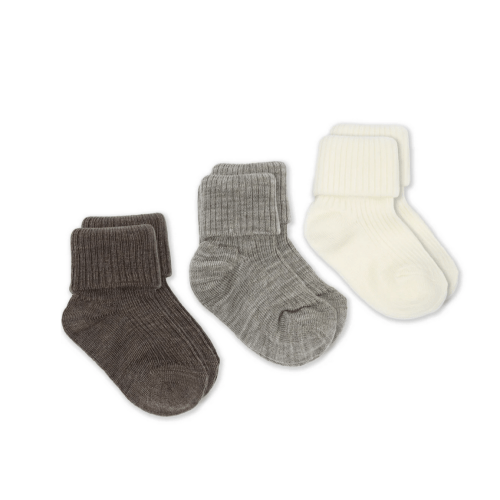 Merino Wool Socks, Baby and Toddler, Brown-Gray & White