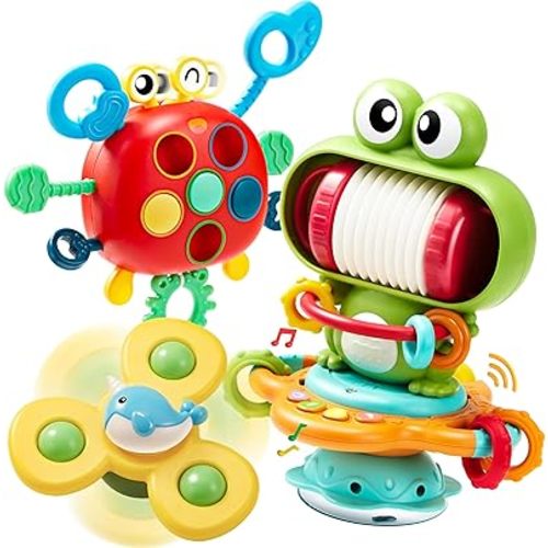 JOYIN Musical Baby Toys - Suction Cups High Chair Toys - Spinner Teether - Keep Infant Teether from Falling - Montessori Sensory Present for Toddlers - Birthday Gifts for Baby 18 Months