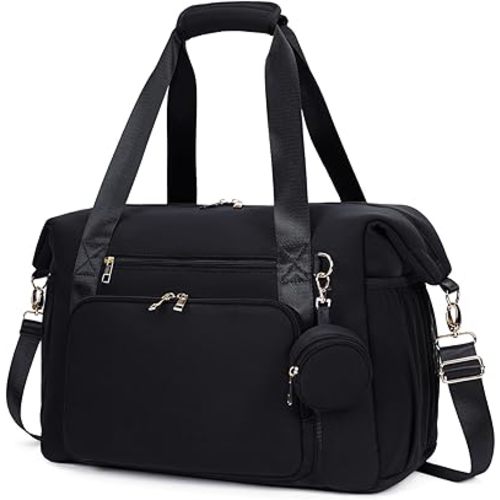 CEI-CEI Diaper Bag Tote Neoprene Waterproof Large Travel Baby Bags for Mom and Dad with Pacifier Case and Changing Pad Maternity Hospital Totes with Stroller Strap (Black)