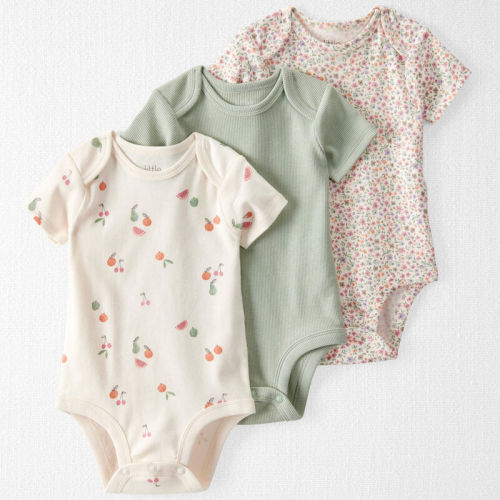 Mint, Sweet Cream, Fruit Print Baby 3-Pack Organic Cotton Rib Bodysuits | Carter’s Oshkosh Canada