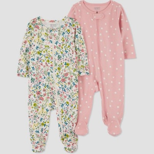 Carter's Just One You® Baby Girls' 2pk Sleep N' Play, Color: Pink | Green, Size: Newborn