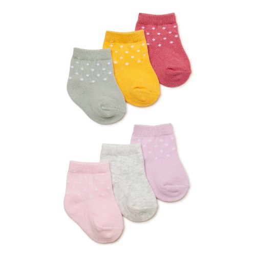 Carter's Child of Mine Baby Girl Dot Crew Socks, 6 Pack, Sizes Newborn-12 Months