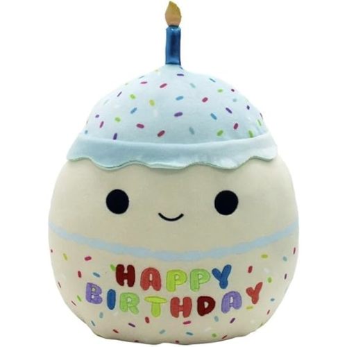 Squishmallow Kiks 10" The Birthday Cake with Blue Candle at top, Official KellyToy, Great for Gifts - New Stuffed Animals