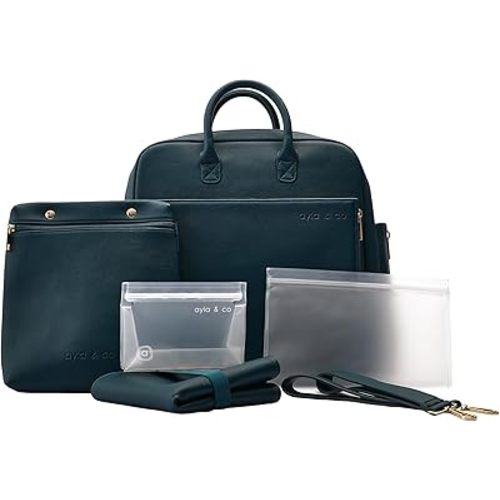 Ayla & Co Full-Size Diaper Bag Backpack, Baby Essentials Cross-Body Changing Bag for Baby Girl/Boy Convertible Straps Portable Tote Bag, Baby Changing Pad, Insulated Pockets & Pouch, Peacock